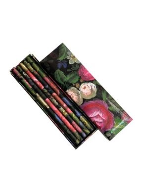 Nobel Set of Vintage Floral Wrapped Pencils in Decorative Box